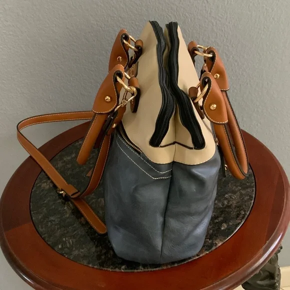 Blue and Tan Satchel Bag - Picture 6 of 15